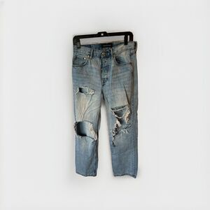 Aeropostale 90's Baggy Jeans Distressed Button Fly Women‎ Size 0 Regular, Blue